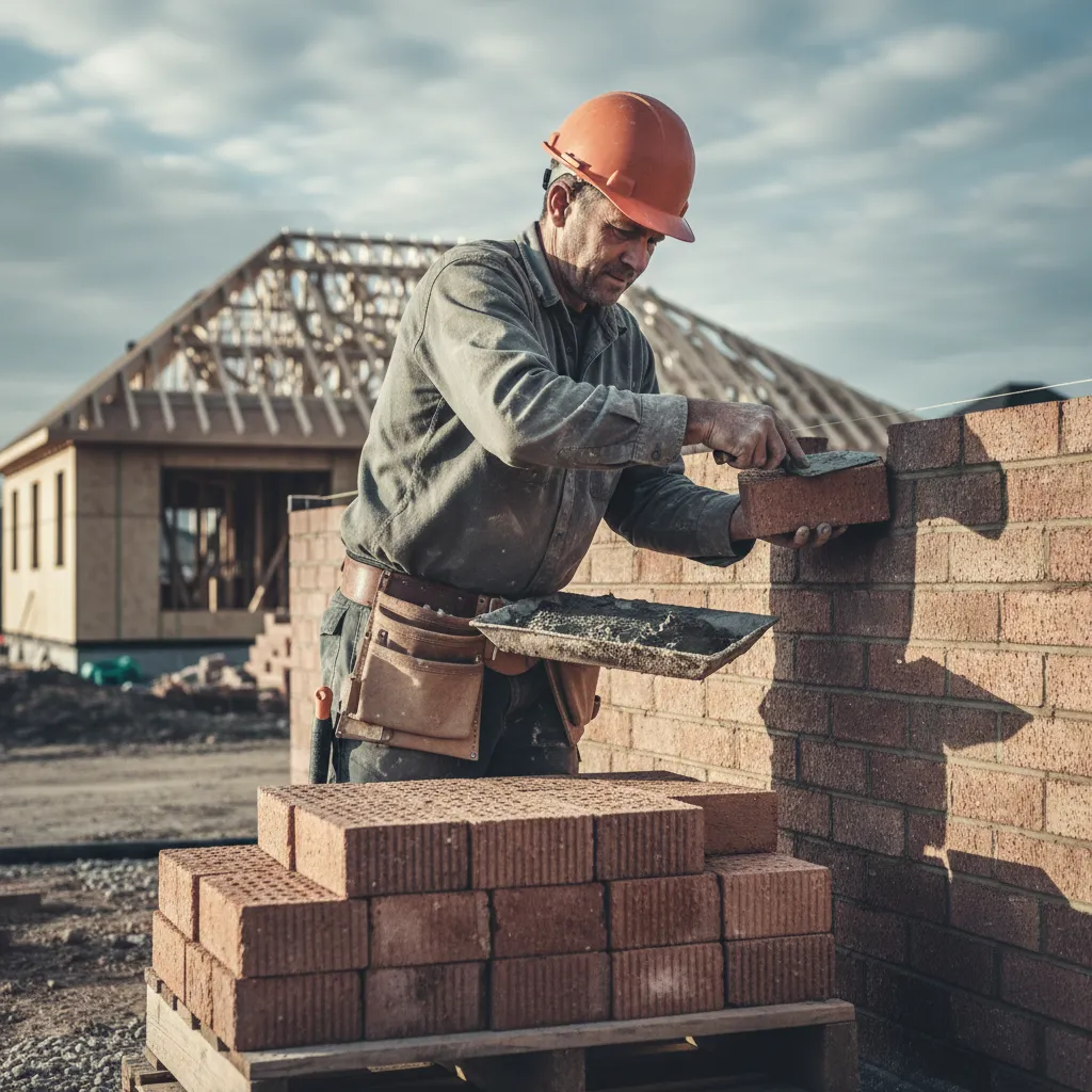 Masonry contractor at work